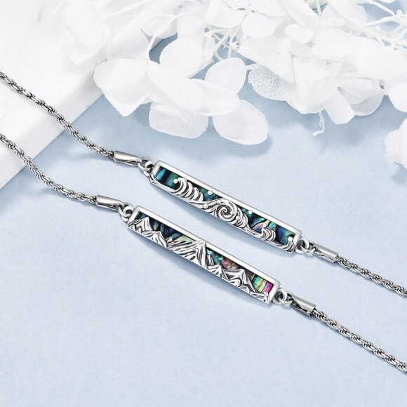 Sterling Silver Engraved Inspirational Adjustable Couple Bracelets for Her, Wome - Picture 3 of 7